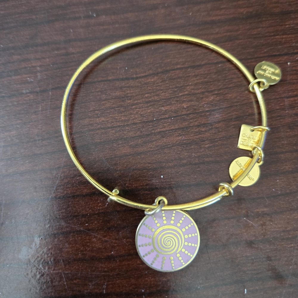 Alex and Ani Gold and Pink Charm Bracelet